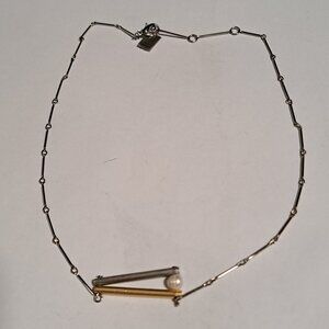 Anne Marie Chagnon boa necklace 22K gold Pewter freshwater pearl made in Canada